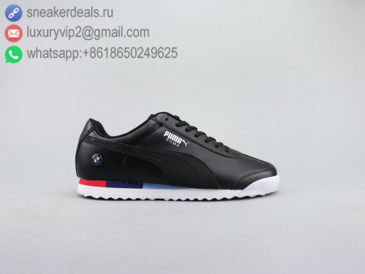Puma x BMW MMS Roma JR Retro Unisex Leather Sneakers Black Size 35-44